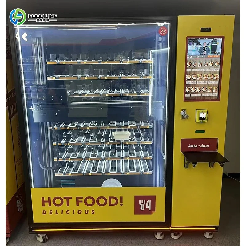FL Customized 2026 New Hot Meal Vending Machine Thermal Heating Grid Cabinet Fast Food Holder Machine Display Vending Machine