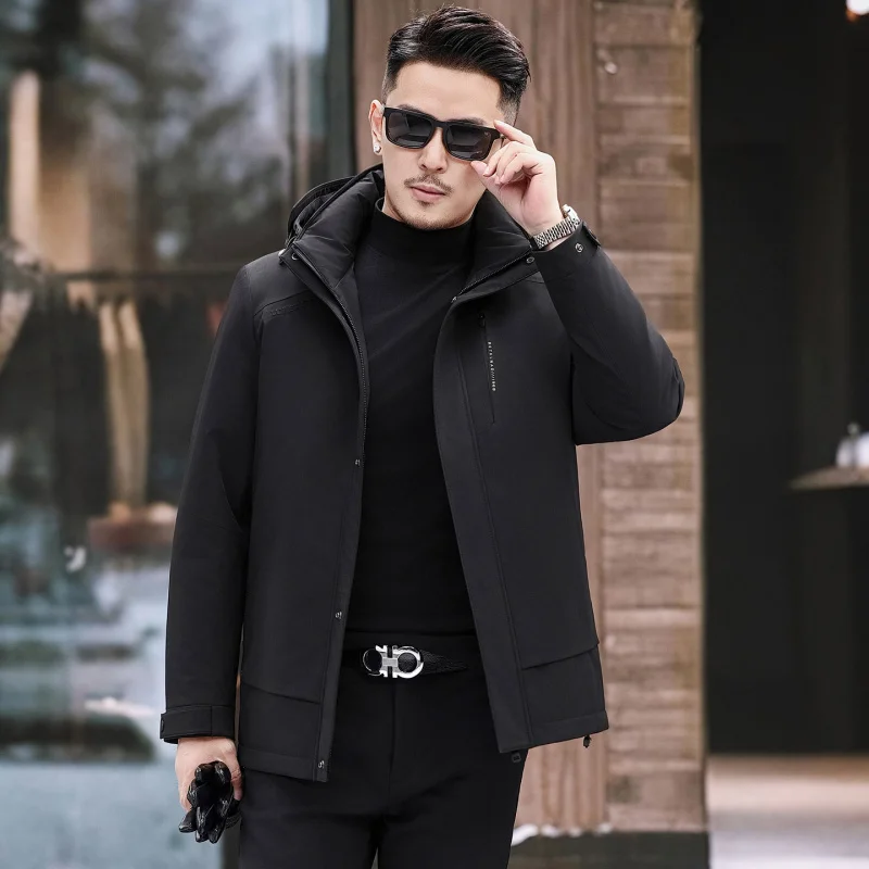 GIOIOMen's Down Jacket，2025Winter New Style Goose Down Filled Warm Business Casual High-Quality Down Cotton Jacket Coat