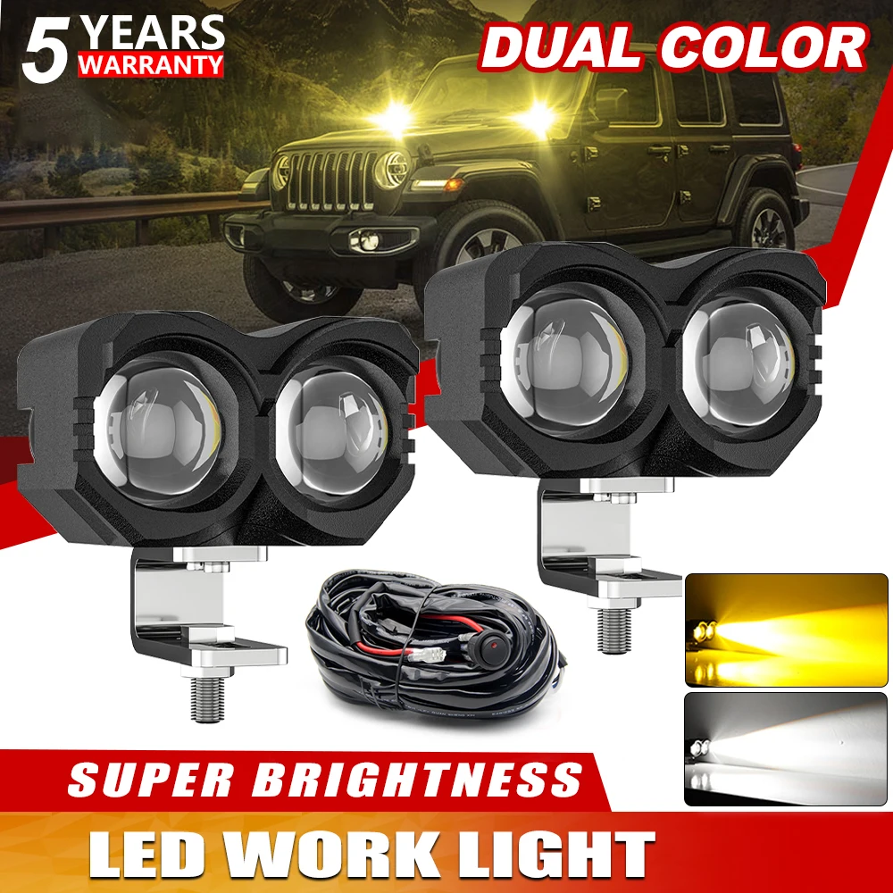 

HAOLIDE LED Fog Lights Spotlight Work Light Bar For Motorcycle ATV SUV 4WD Truck 4X4 Offroad Extra Light 6500K 3000K 12V 24V