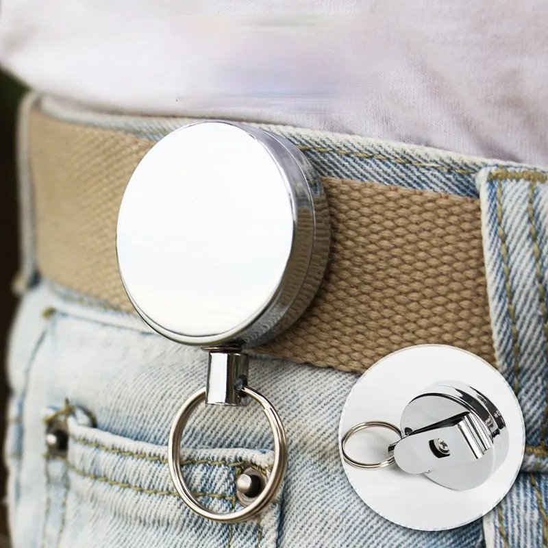 Retractable Keychain Badge Reel Anti-Lost Working Permit Clips Badge Pass Access Work Card Clip Metal Keyring ID Card Clips