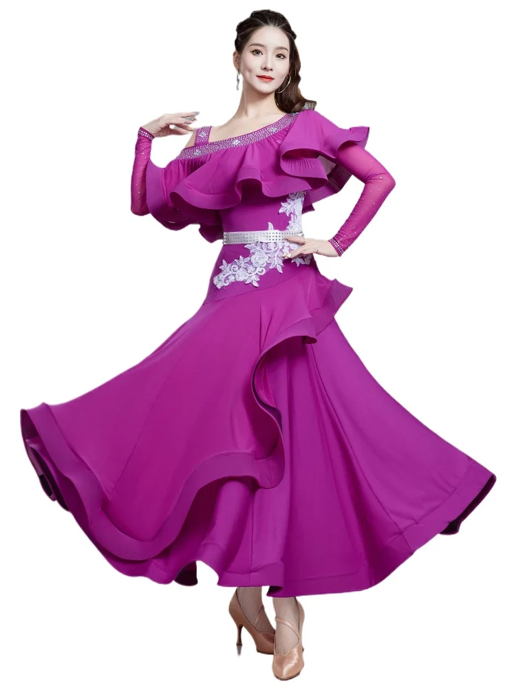 

2024 Modern Dance Dress Professional Competition Performance National Standard Waltz Friendship Dance Dress 7209