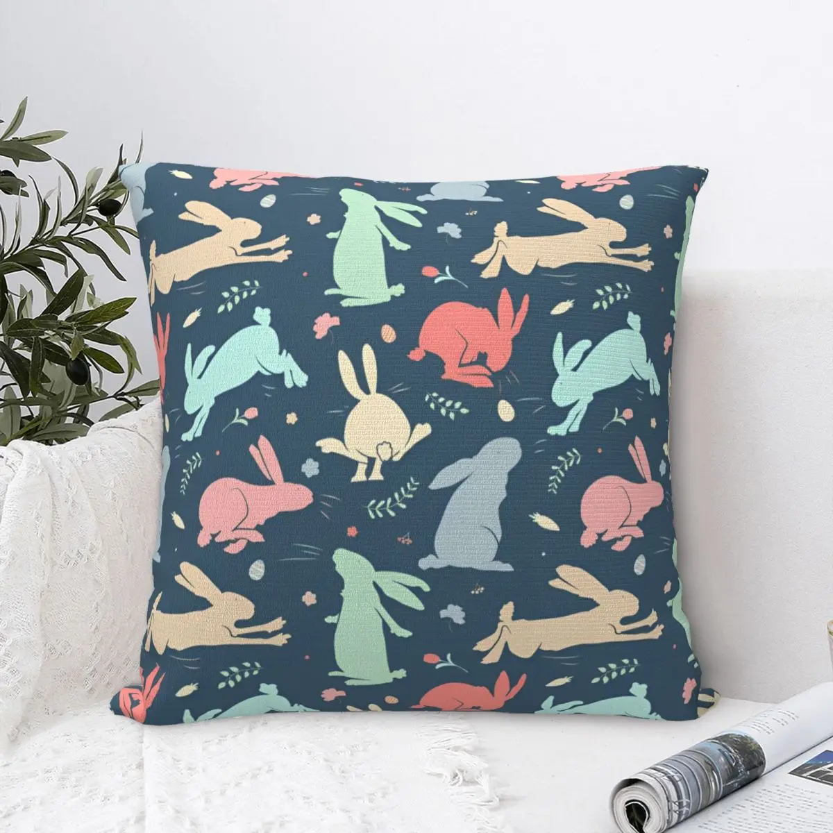 

Pillow Cover Happy Easter Bunny Egg Print Graphic Cushion Cover Novelty Pillow Case For Chair Sofa Home Decoration Pillowcases