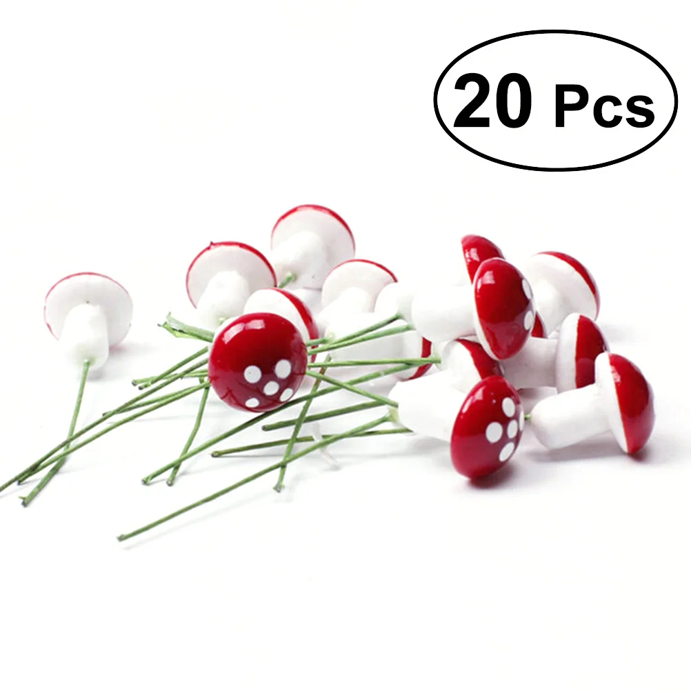 

20Pcs Mini Speckled Mushroom Bendable Wire Garden Decor Miniature Bonsai Micro Landscape Flower Pot Decorations