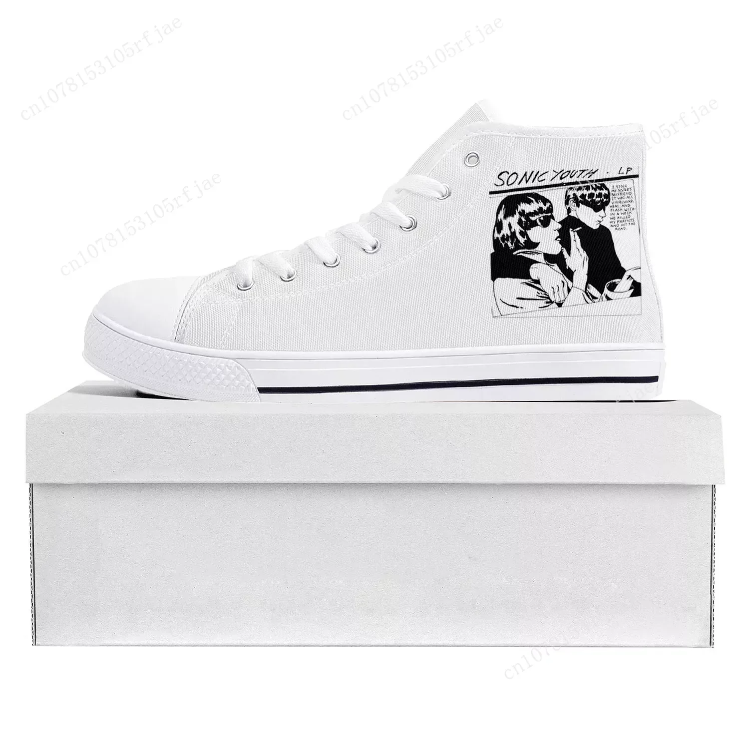 

Sonic Youth Rock Punk High Top High Quality Sneakers Mens Womens Teenager Canvas Sneaker Casual Couple Shoes Custom Shoe White