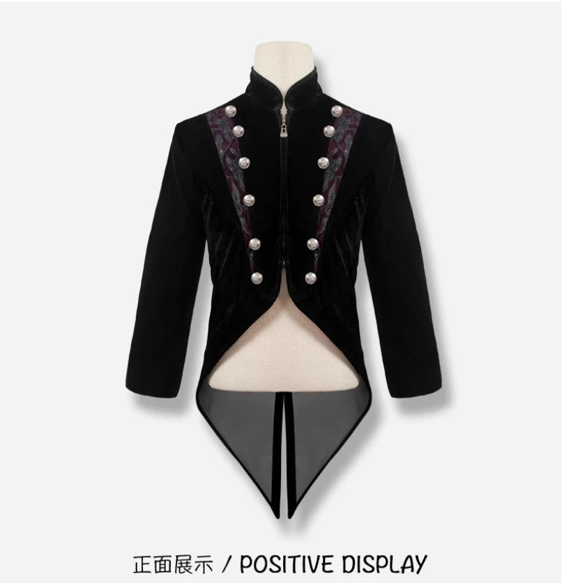 

Medieval court vampire cosplay costume Halloween European retro gothic short dress jacket men's clothing