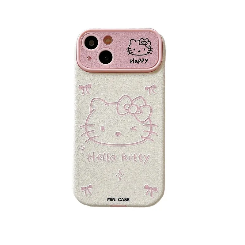 Hello Kitty Sanrio Pink Girls Lens protection Anime Phone Case For iPhone 15 14 13 12 11 Pro Max Case Cute Sweet cartoon Cover