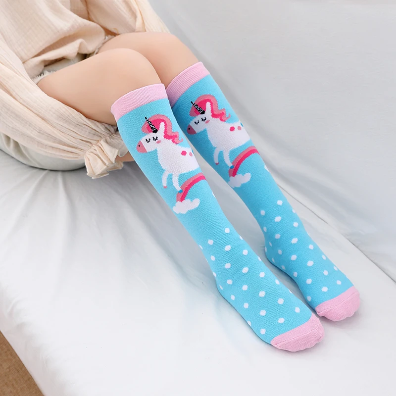 infant girls warmer ankle lovely Cartoon over knee Long High socks for baby kids unicorn toddler child colorful cotton stockings