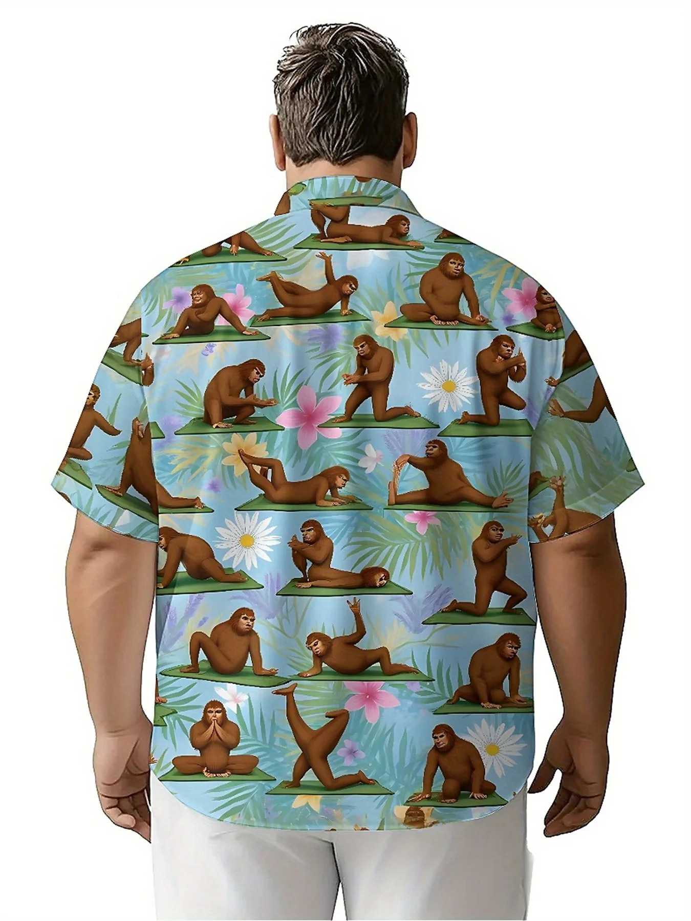 Men's Plus Size Hawaiian Shirts Tropical Jungle Yoga Monkey pattern,Premium Comfort Youth Clothes,Streetwear Y2K Tops