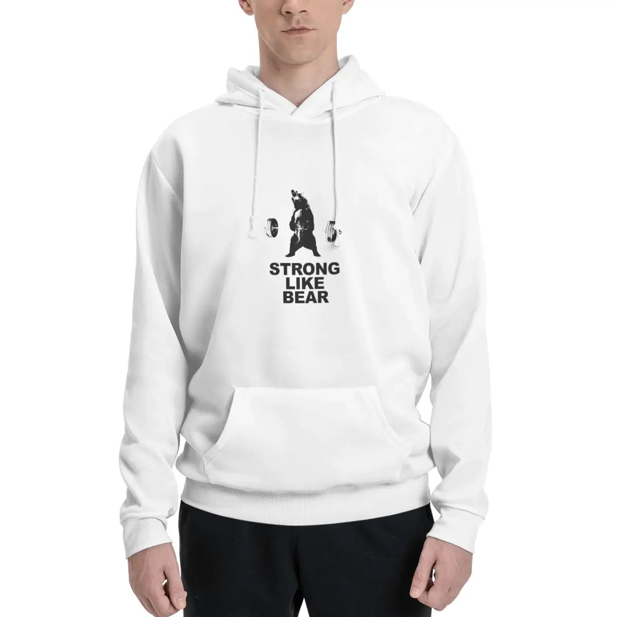 Moletom Masculino com Capuz para Treino de Levantamento de Peso Estilo Esportivo Strong Like Bear