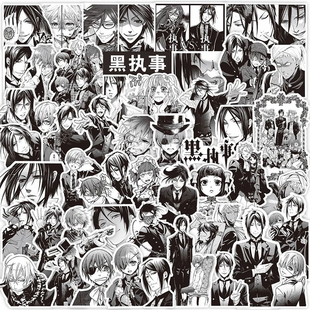 10/30/75pcs Black And White Black Butler Stickers Cool Sebastian Michaelis Sticker Car Skateboard Suitcase Ciel Anime Decal Toys