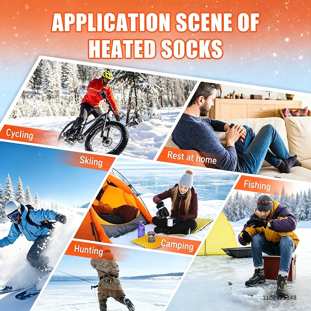 New Heated Socks Rechargeable 6000mah Electric Heated Skiing Socks Snowboarding Outdoor Sports Foot Warmer Winter Thermal Socks view 5