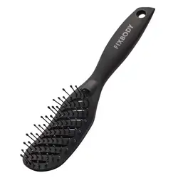 Brosse à cheveux incurvée à évent pour le séchage par soufflage, le coiffage et le nettoyage, poignées à angle, brosse à cheveux pour optique courte, cheveux enchevêtrés, noir