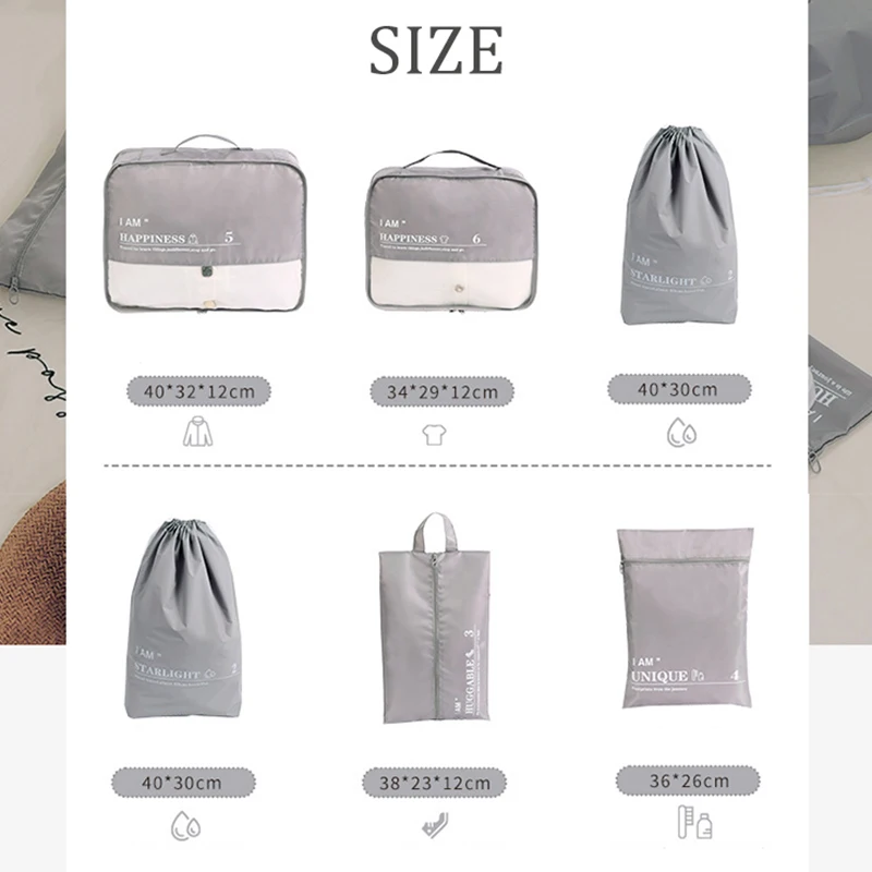 6 Buah Kubus Kemasan Perjalanan Tas Penyimpanan Tahan Air Kepar Kualitas Baik Tas Organizer Bagasi Kantong Organizer Pakaian Terlihat Jaring