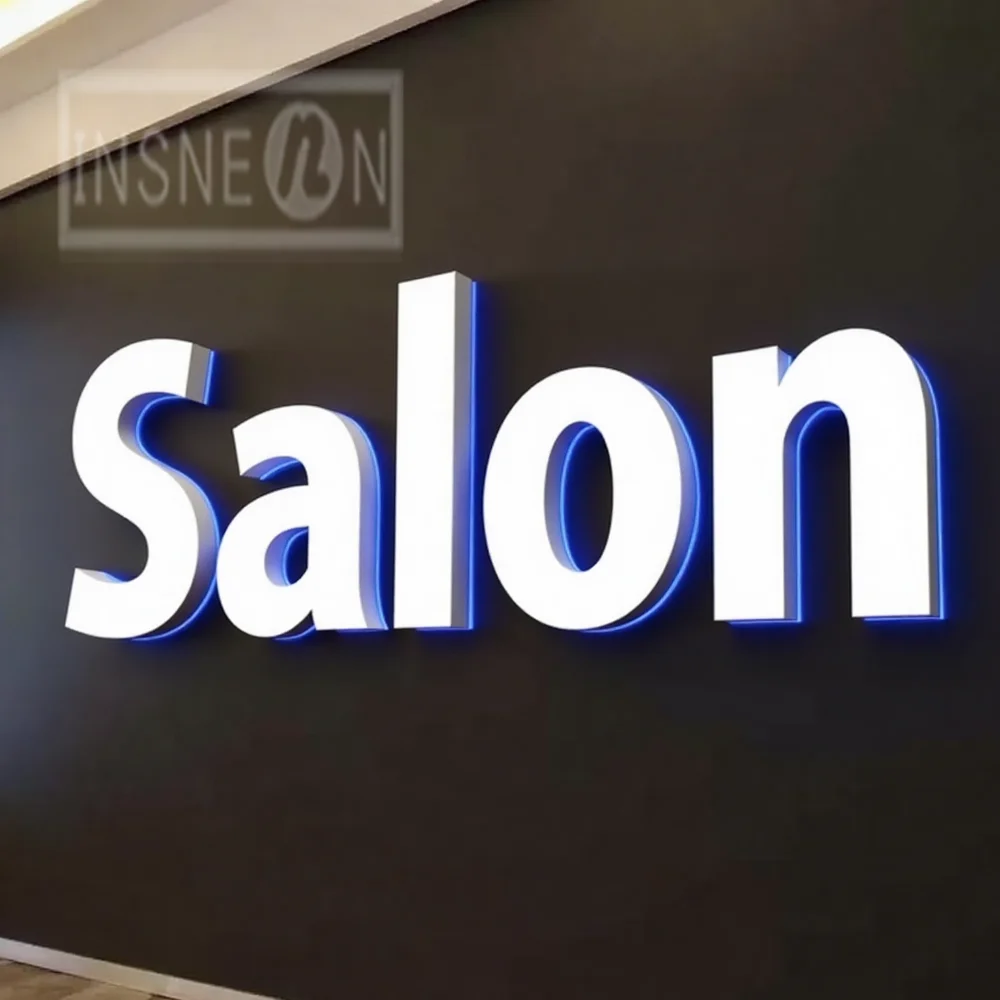Custom 3D LED Backlit Illuminated Light Up Metal Letters Sign for Outdoor Business Storefront Waterproof Advertising Signage
