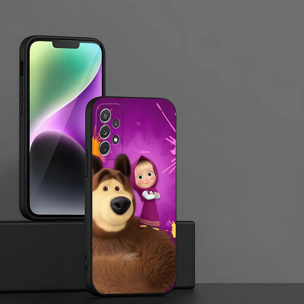 MINISO-M-Masha Russische Animation B-Bär Handyhülle für Samsung Galaxy A55 FE Ultra S24 S25 S23 S22 S21 Rückseite