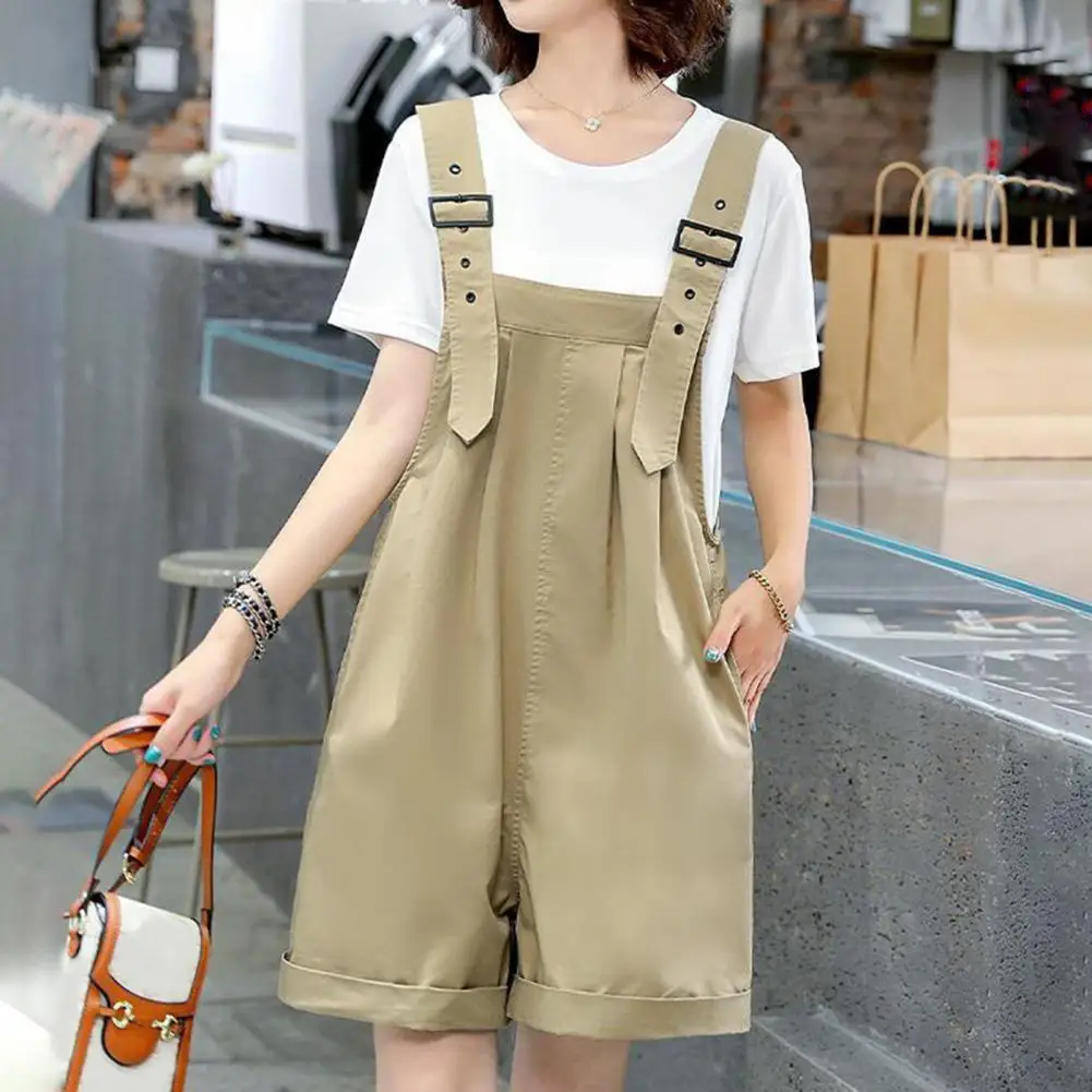 Rompers Women Fashion Preppy Style Pockets Feminino Korean Sweet Chic New Solid Simple Casual Loose All-match Wide Leg Kawaii