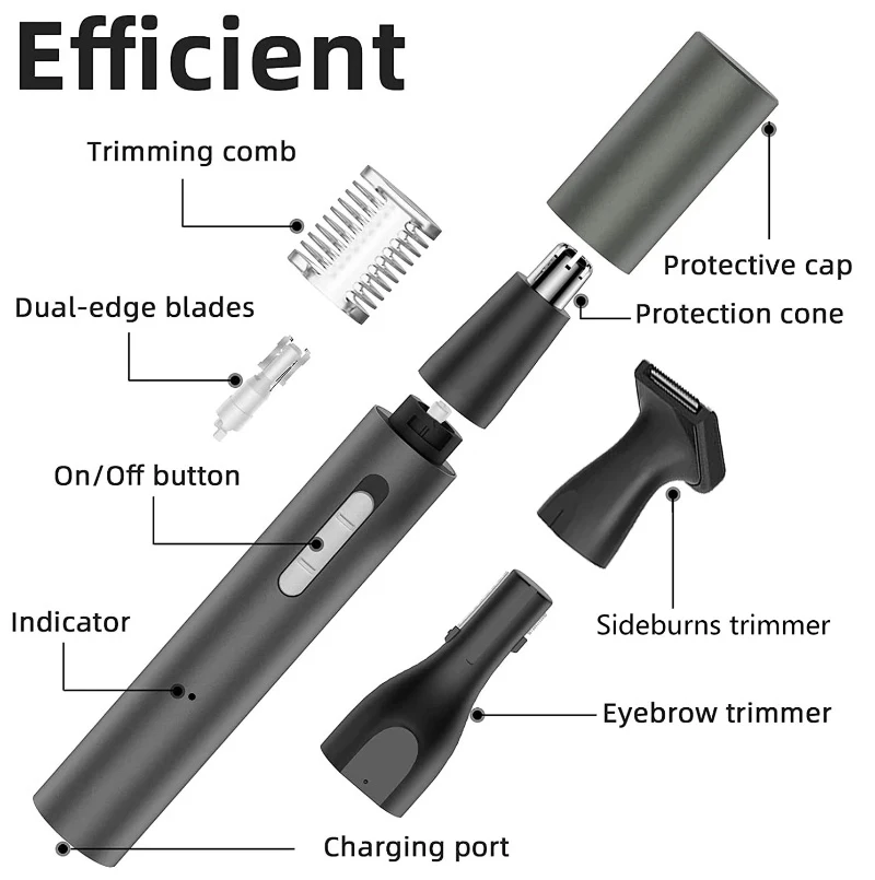 XIAOMI ไฟฟ้าจมูกผม Trimmer 3 in 1 USB ชาร์จมัลติฟังก์ชั่กันน้ําผมตัดคิ้วหูเคราม