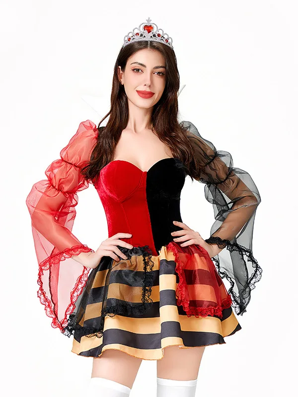 Volwassen Halloween-kostuum Rood Hart Koningin Sneeuwwitje Dr Stage Performance Jurk Fairy T Thema Dames Faionable Outfit