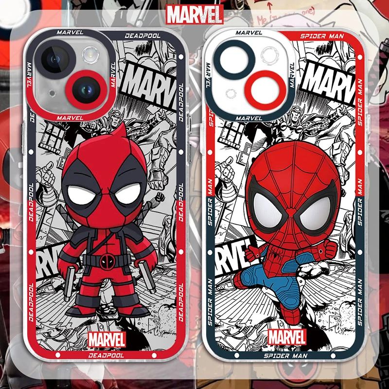 Marvel Spider Man Deadpool TPU Case For Xiaomi 13T 12T 11T 10T 14 13 12 11 Lite 5G NE POCO F6 X6 Pro X3 NFC X5 X4 GT F3 F4 F5 M6