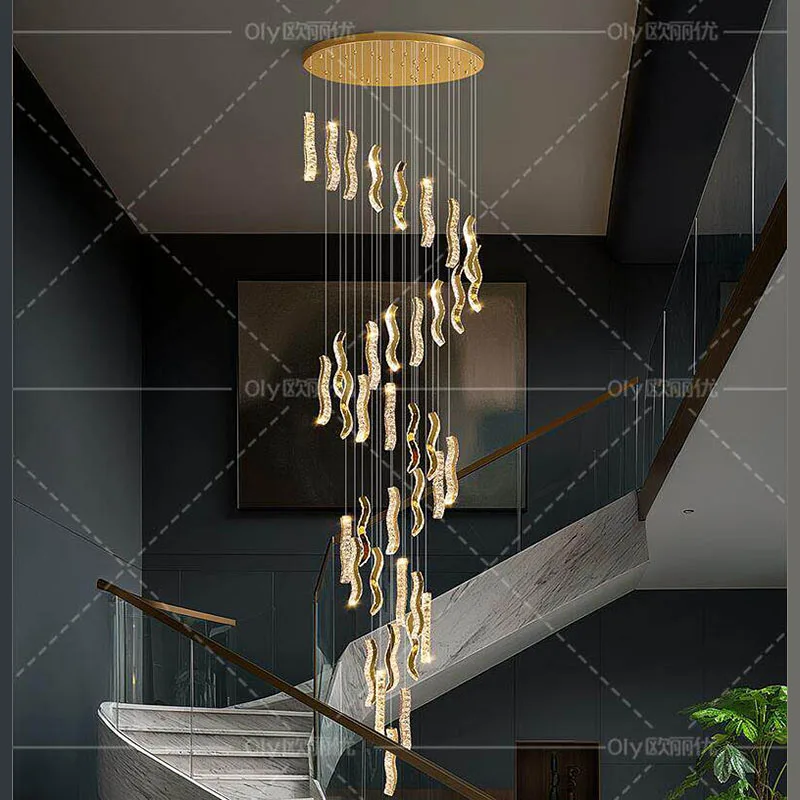 

Modern home staircase decoration crystal chandelier staircase chandelier living room ceiling lamp home decoration indoor lightin