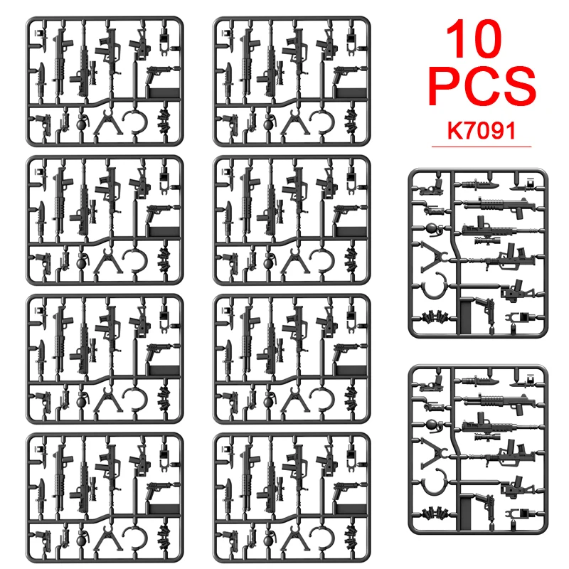 10pcs K7091 Weapon Toy Gun Military War MOC Brick Parts  Building Block Accessories