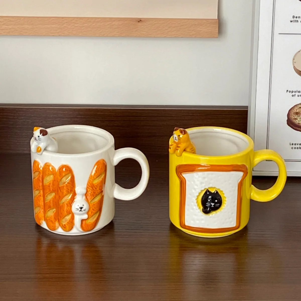 Japanese Cartoon Ceramics Coffee Cups, Cute Cat Cup, Personality Gift, Household Cartoon, Kawaii, Breakfast, Oat Milk Mugs - view 5