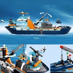 MOC 60368 60266 Stedelijke Oceaan Schip Bouwstenen Diepzee Exploratie Stoomboot Boot Mini Model Kinderen Bakstenen Verjaardagscadeautjes