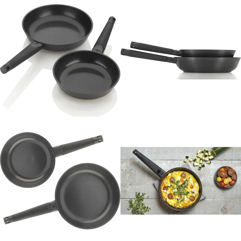 

Premium 8 & 10 Inch Cast Aluminum Skillet Set with Nonstick Ceramic Coating and Removable Handles - UL Certified, Ideal for Cook