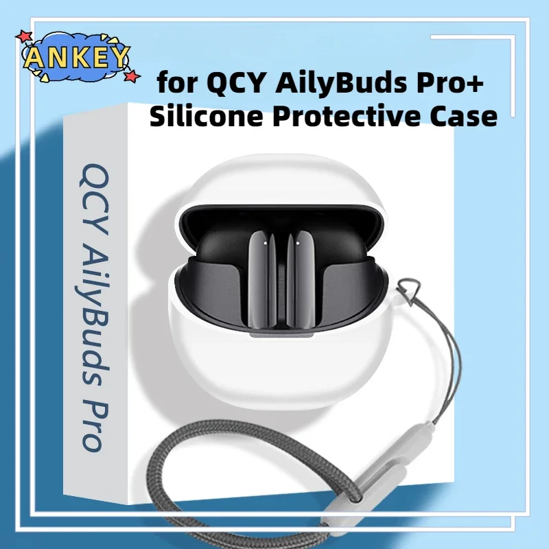 for QCY AilyBuds Pro+ Case Protective Nylon Lanyard Soft Cover Shells Housing Anti Dust Sleeve Hand Rope Strap Accessories