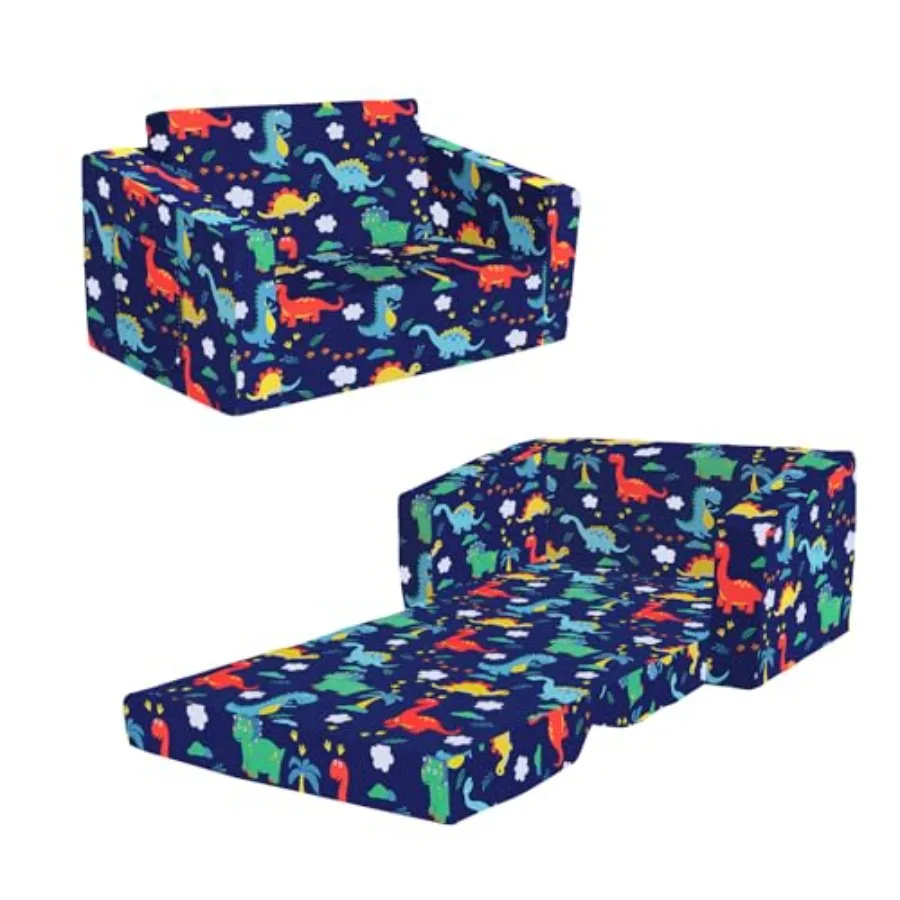 

Couch Convertible Sofa to Lounger for Toddler Boy Foldable 2-in-1 Sofa Bed Toddler Chairs Comfy for Bedroom Playroom Blue