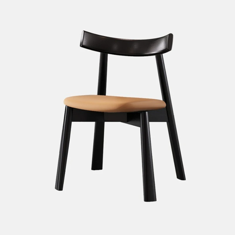 

Italian minimalist solid wood dining chair living room home black modern simple backrest chair medieval high-end makeup chair