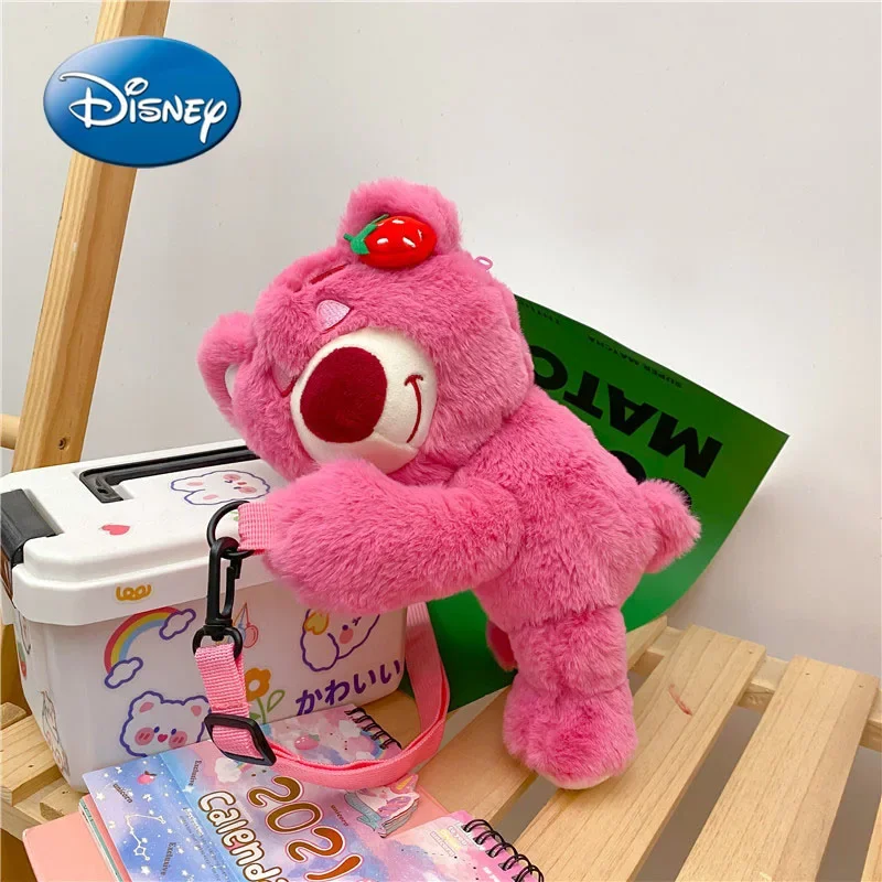 DisneyCartoon Strawberry Bear Children\'s Backpack Cute Women\'s Crossbody Bag High Quality Large Capacity Solid Color ShoulderBag