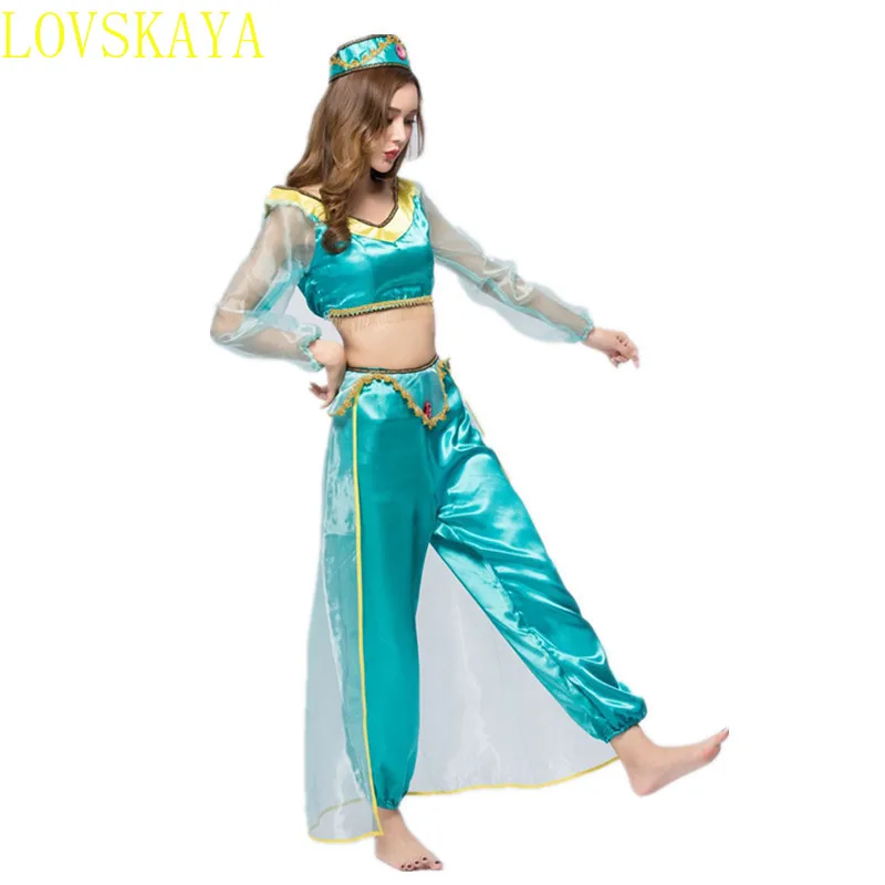 Halloween Kostüm Prinzessin Aladdin Jasmin Rollenspiel erwachsene Frau sexy Bauchtanz Bühnen performance Cheerleading Kostüme