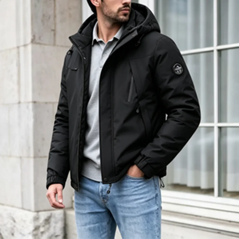 Winter Hooded Thicken Warm Parkas for Men Casual Fashion All-match Male Clothing Solid Color Comfortable Outerwear New Style