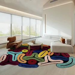 VIKAMA Irregular Art Plush Carpet Modern Style Soft Non-Slip Living Room Bedroom Floor Mat Home Decoration Creative Carpet