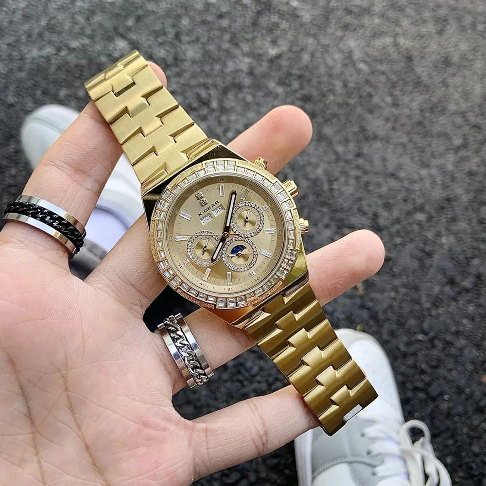 X-GEAR Mens Mechanical Watch Waterproof Luminous Stainless Steel Strap Men's Mechanical Watch Fashion Luxury