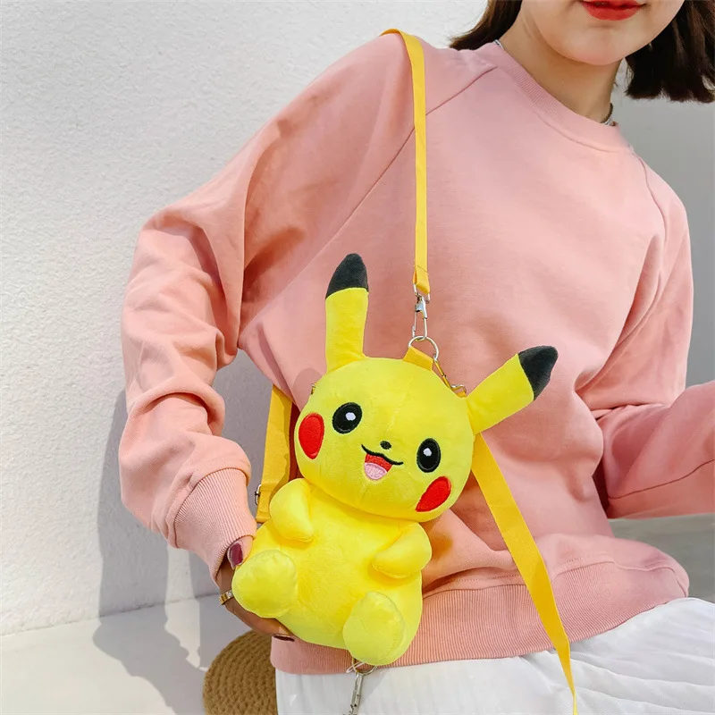 Pokemon Pikachu Plush Backpack Japanese Anime Cartoon Animals Pikachu Children\'s Schoolbags Doll Christmas Birthday Gifts