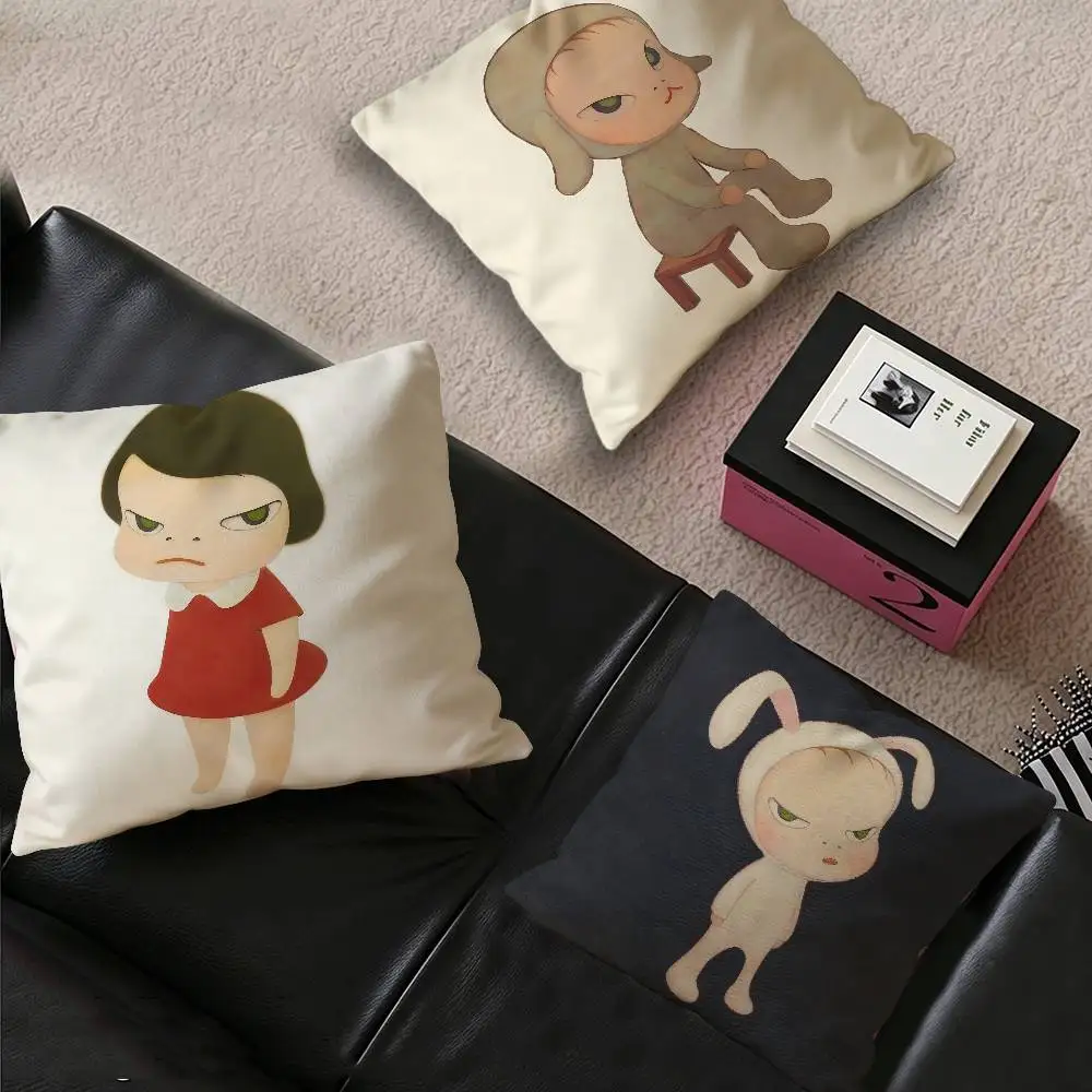 Creative Yoshitomo Nara Decorative Room Aesthetics Pillow Case Home Decor Bedroom Sofa Bed Couch Pillow Cover 45x45