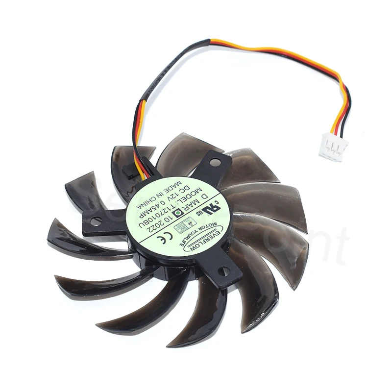 T127010bu dc12v 0.45a 7.5cm placa gráfica ventilador de refrigeração de 3 fios