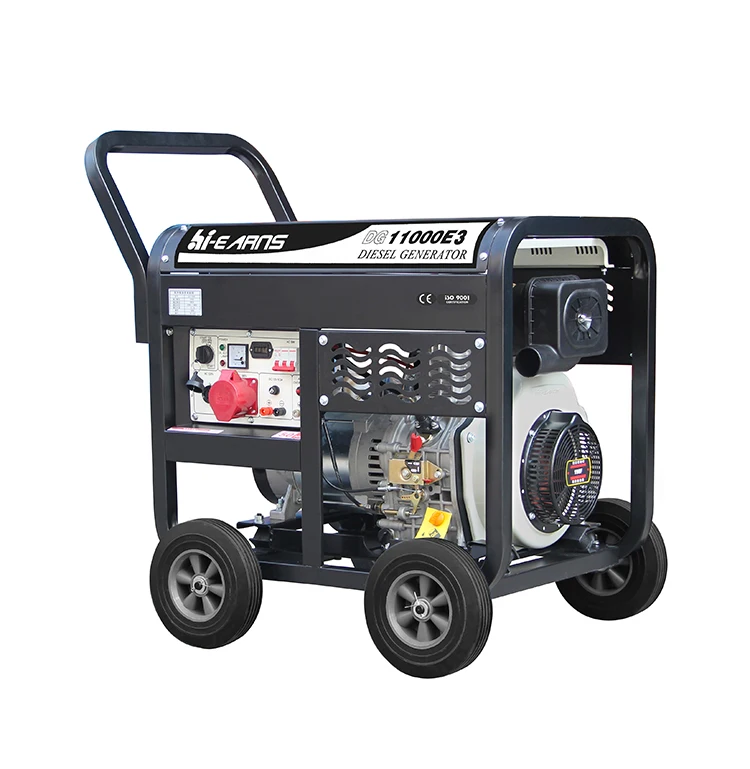 

hieanrs 8KW 10KVA 35mm square tube 25L fuel tank 10h running time 10inch wheels 100% copper alternator die·sel generator