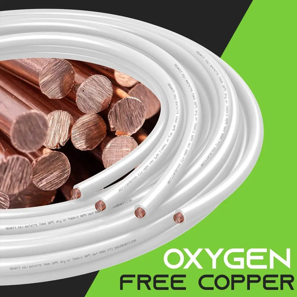 12 AWG 150 Feet Solid THHN Wire 600V OFC Electrical Cable Single Conductor Nylon Jacket UL Listed PVC Insulation Durable Wire