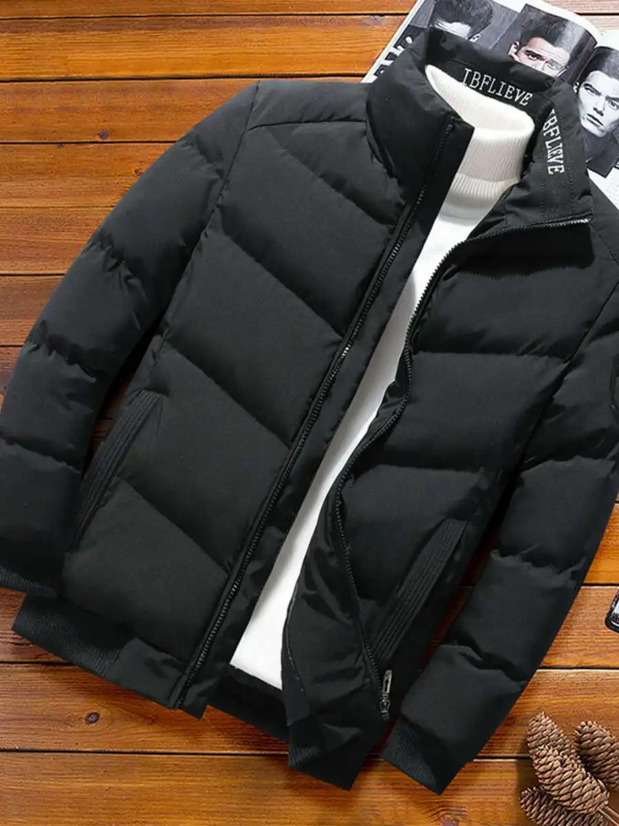 

Мужское зимнее термостойкое хлопковое пальто с воротником-стойкой свободного покроя, модное повседневное пальто, наполнитель из полиэфирного волокна