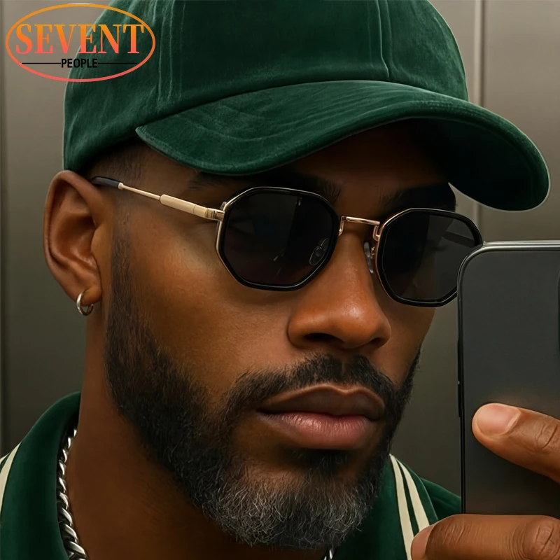Vintage Steampunk Square Sunglasses Men 2026 Luxury Brand Retro Metal Polygon Outdoor Sun Glasses Trendy Octagon Punk Shades