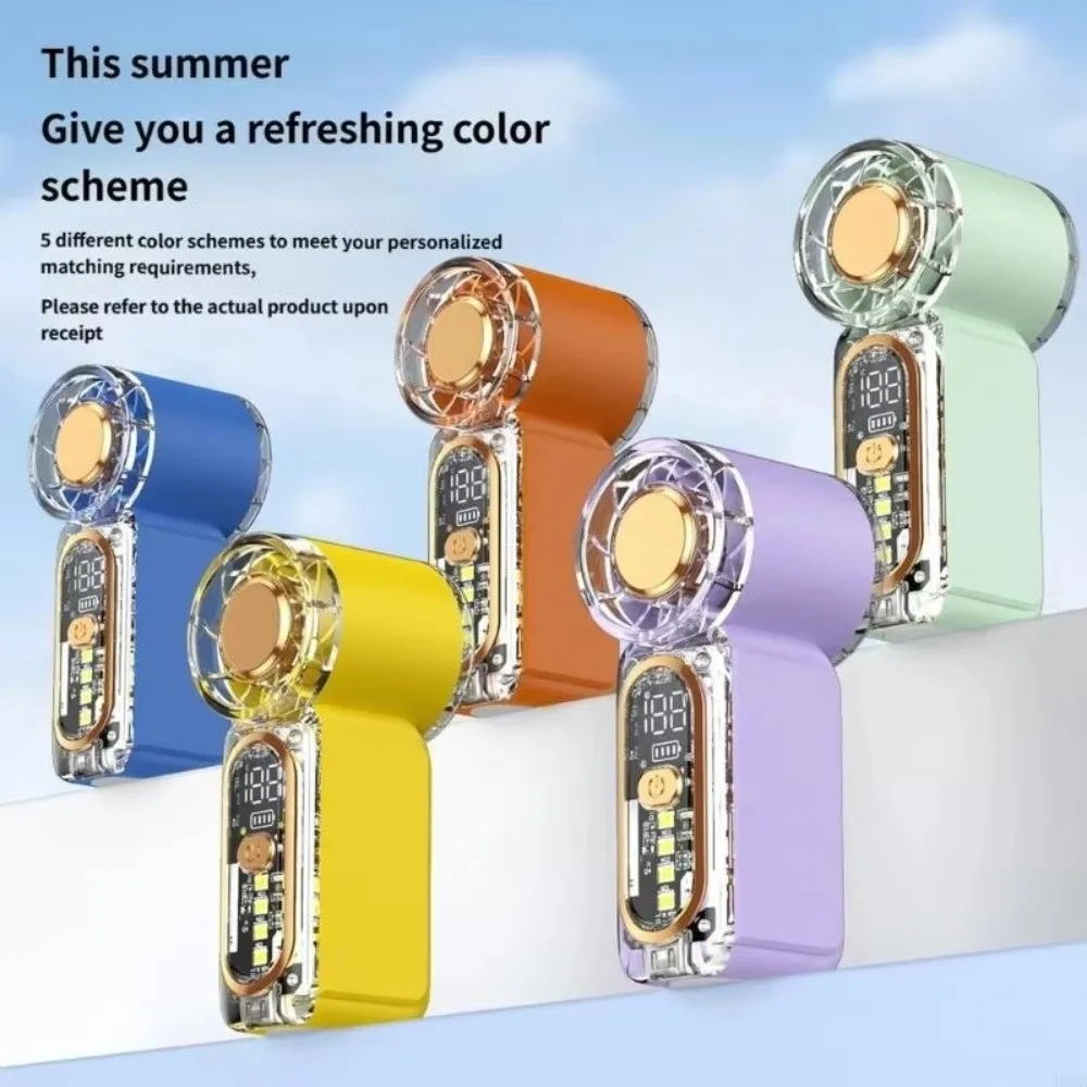 100 Gear Adjuatable Handheld Fan USB Rechargeable with Led Light Mini Cooling Fan Mini High Speed Electric Fan Outdoor Use