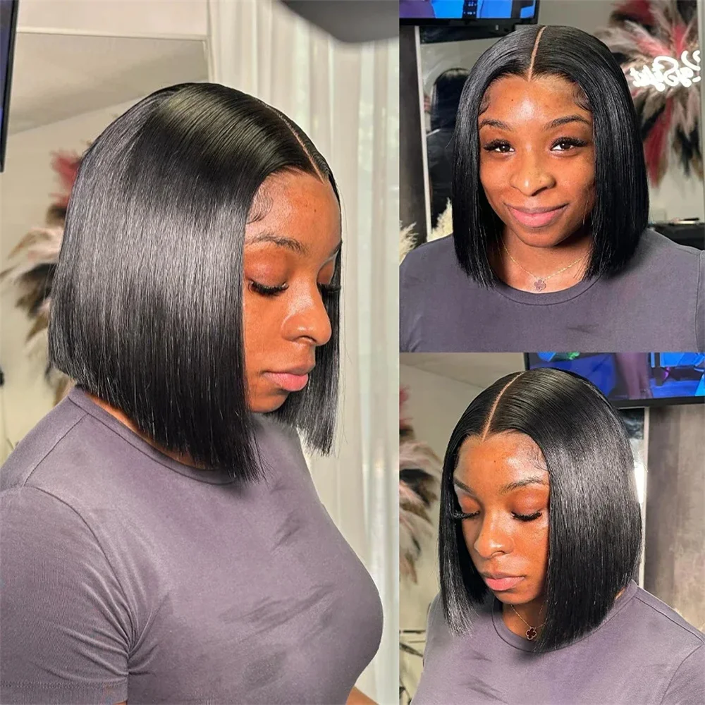 

Short Bob Wig 13x4 HD Bone Straight Lace Frontal Human Hair For Women 200% Straight Lace Front Brazilian 100% Bob Wigs
