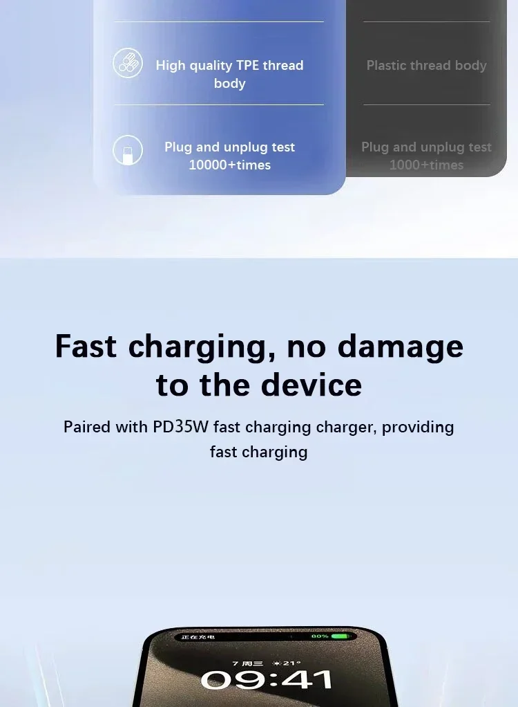 For Apple Original PD 35W Type C Quick Charger For iPhone 17 16 15 14 13 12 11 Pro Max Samsung Xiaomi Fast Charging Charge Cable