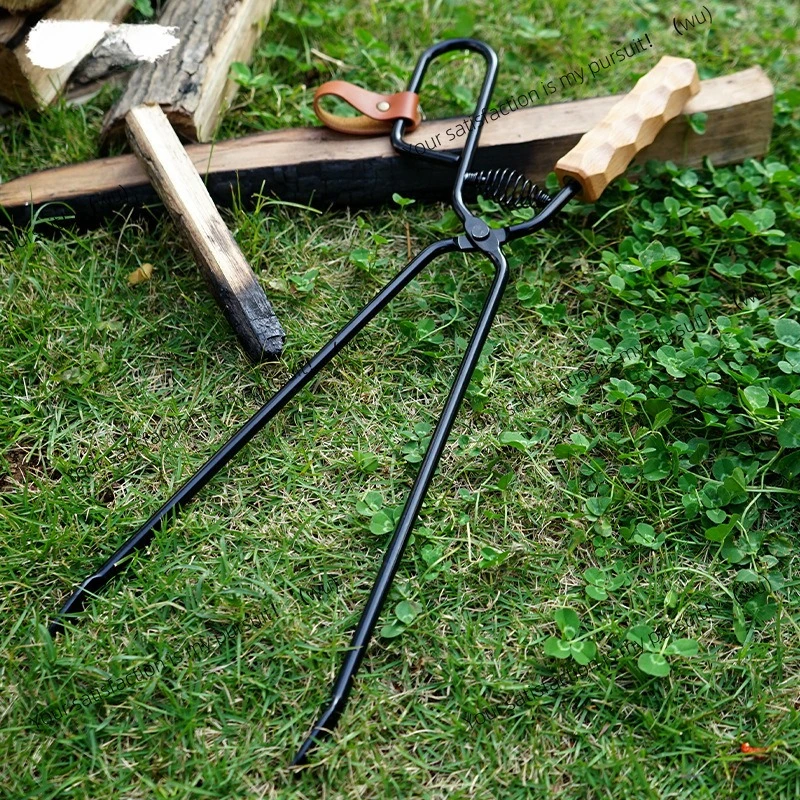 Firewood tongs, outdoor indoor stove tongs tool, extended anti-scalding charcoal clip