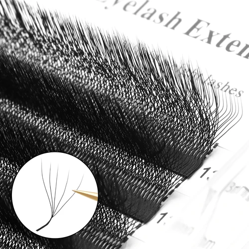 Imagen 2 del producto XIUSUZAKI L/LU/M Curl YY 3D 4D 5D W forma extensión de pestañas tejidas a mano suave luz Natural pestañas prefabricadas volumen ventilador pestañas