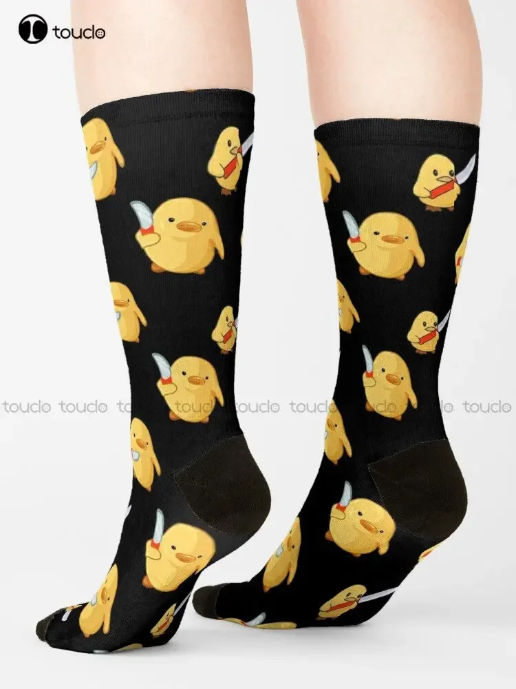 Duck With Knife | Duck You Cute But Will Cut You Socks Running Socks For Men Personalized Custom Unisex Adult Teen Youth Socks