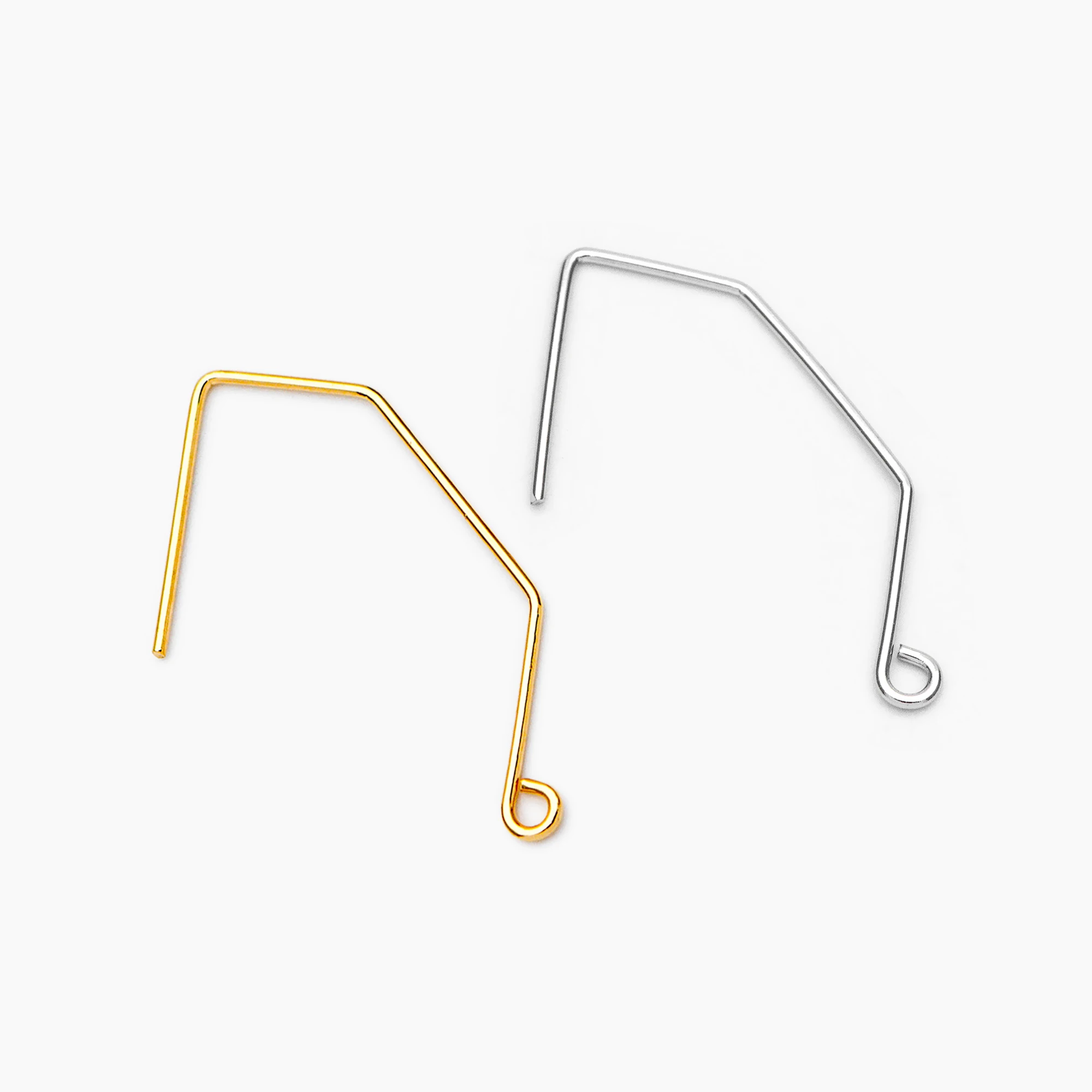 

20pcs Gold Tone Brass Ear Hooks 32x18mm, Simple Earwires Earring Components (GB-664)